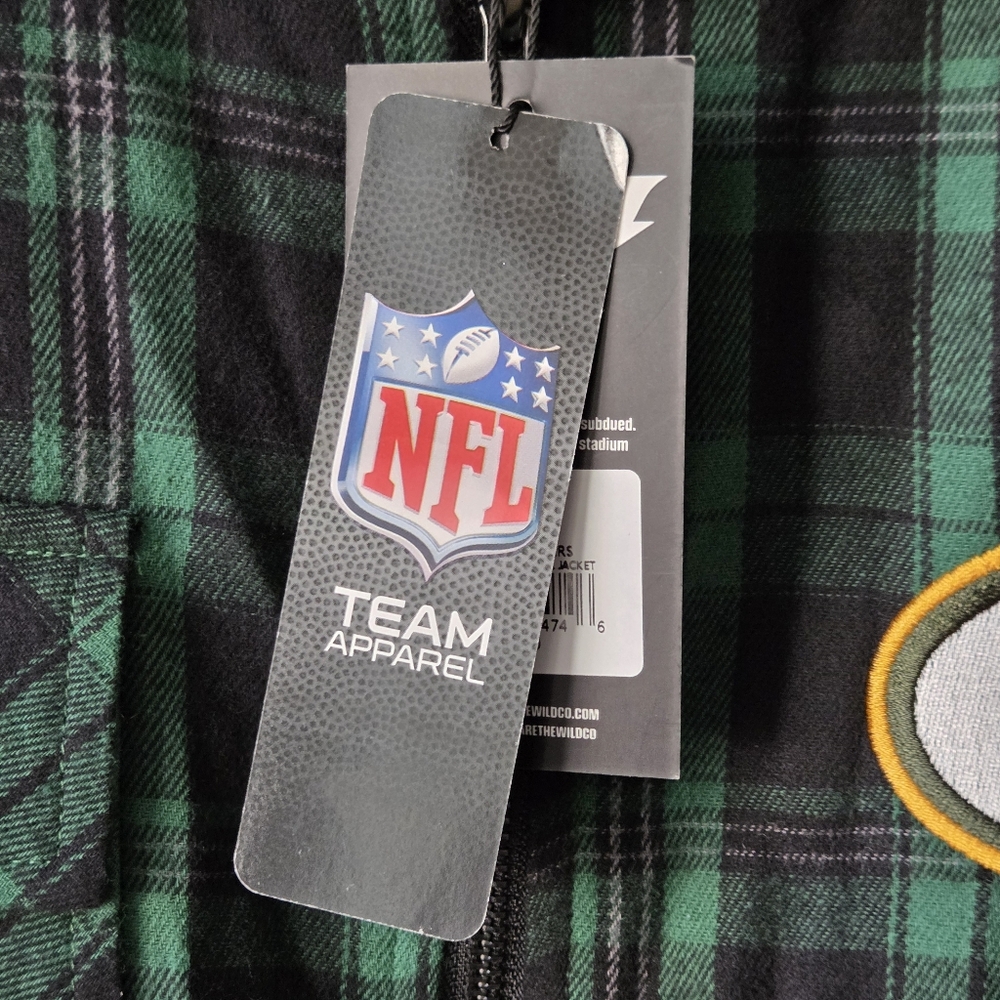 NWT Greenbay Packers Flannel Zip Front Jacket Green Black Plaid NFL Women Sz L - Picture 8 of 10